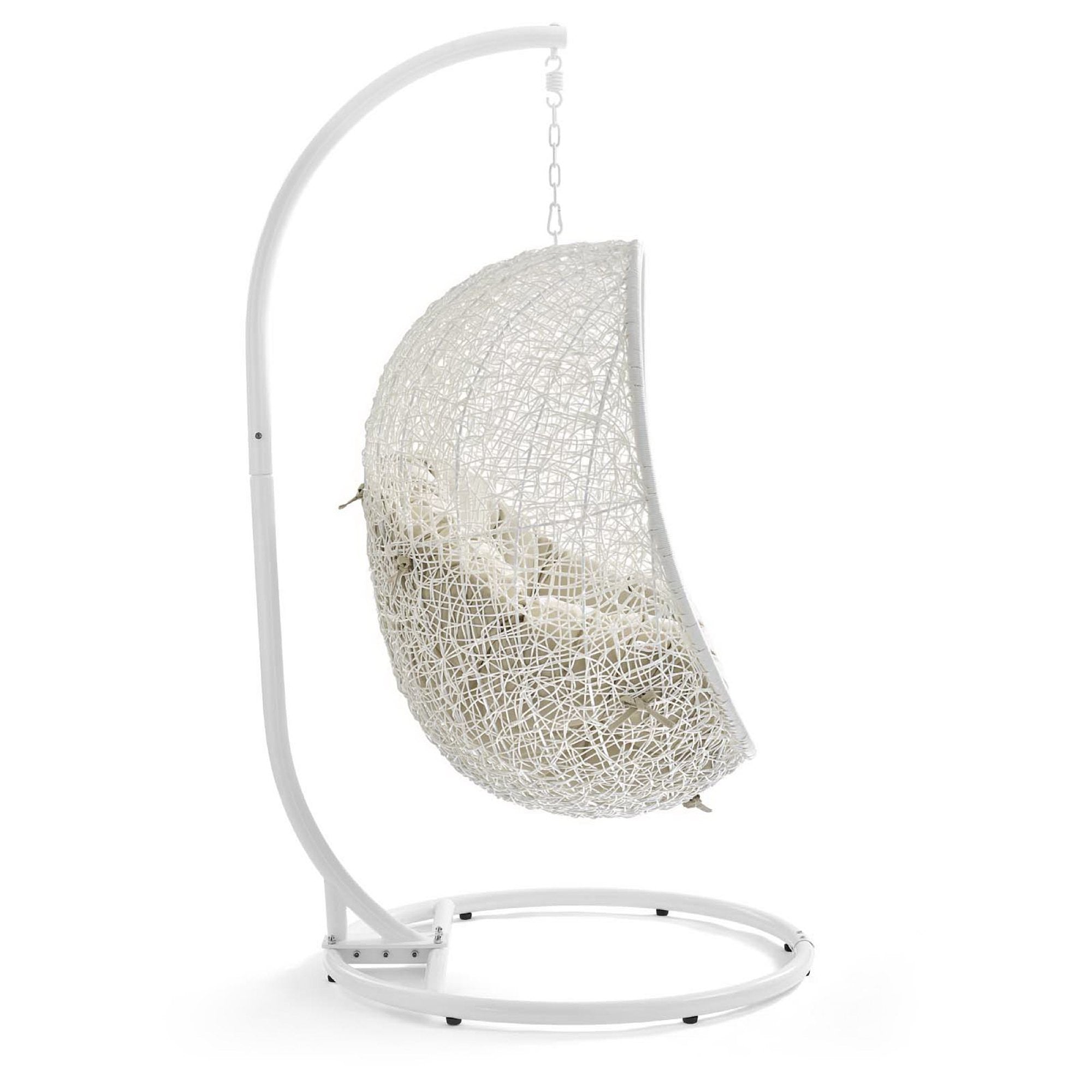 Hide Outdoor Patio Sunbrella Swing Chair With Stand - White Beige