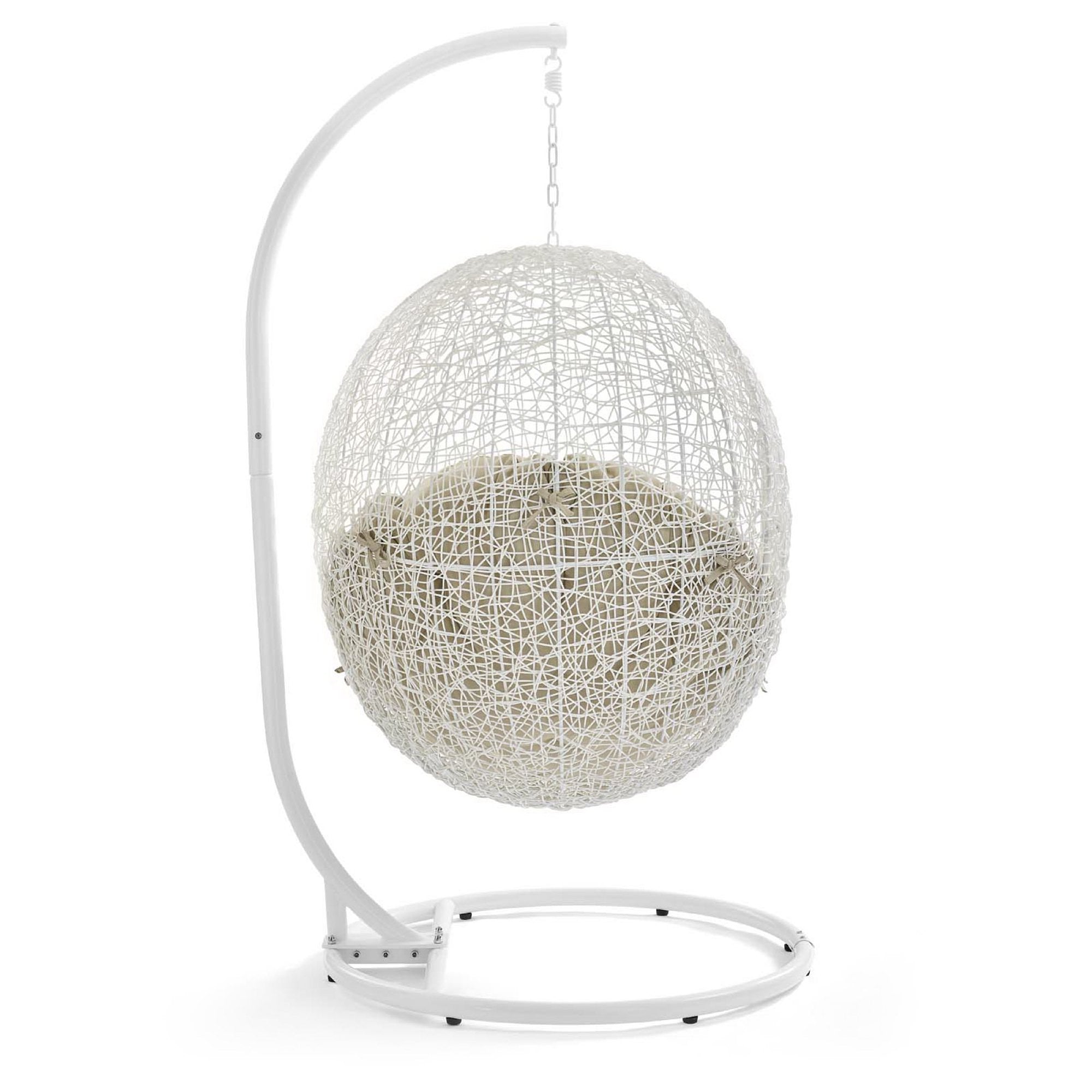 Hide Outdoor Patio Sunbrella Swing Chair With Stand - White Beige