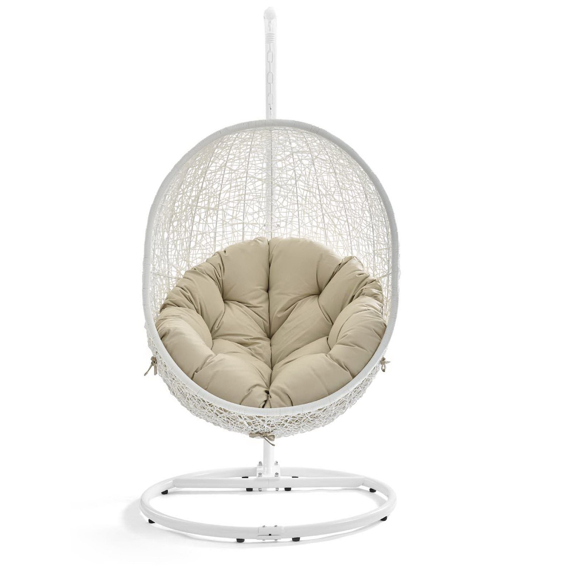 Hide Outdoor Patio Sunbrella Swing Chair With Stand - White Beige