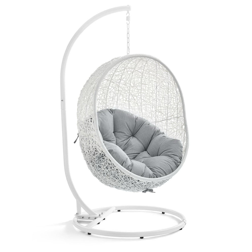 Hide Outdoor Patio Sunbrella Swing Chair With Stand - White Gray