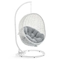 Hide Outdoor Patio Sunbrella Swing Chair With Stand - White Gray