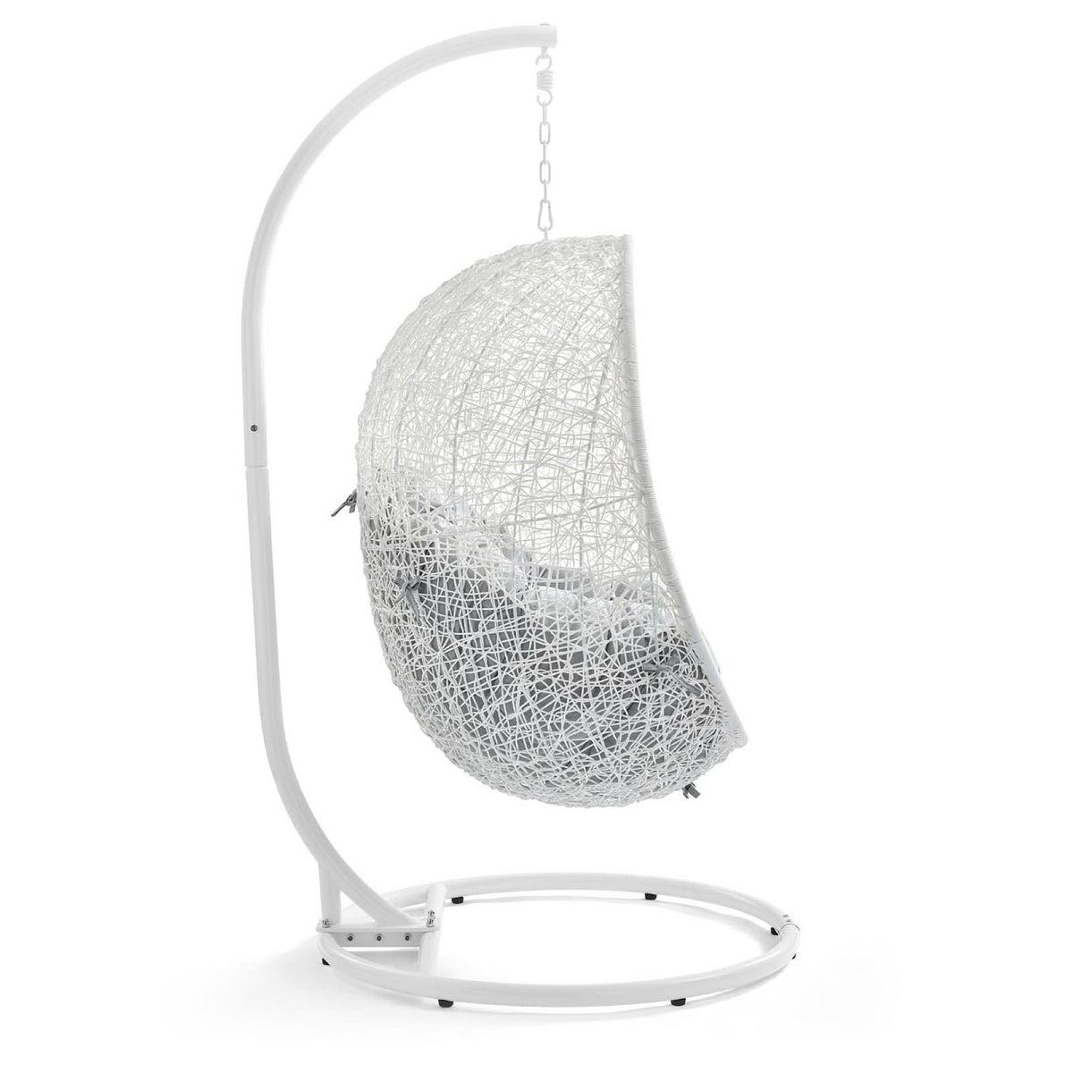Hide Outdoor Patio Sunbrella Swing Chair With Stand - White Gray