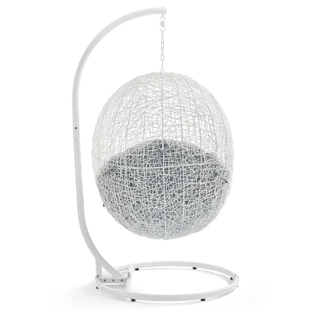 Hide Outdoor Patio Sunbrella Swing Chair With Stand - White Gray
