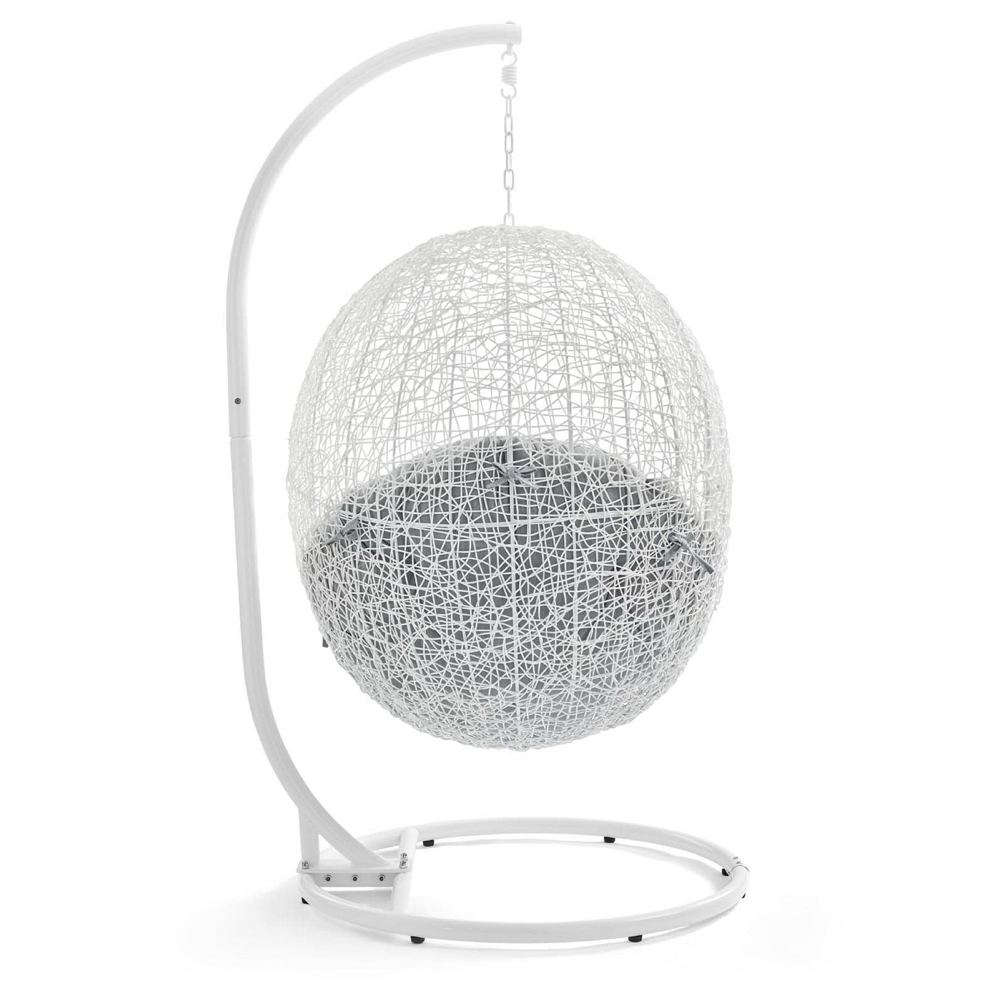 Hide Outdoor Patio Sunbrella Swing Chair With Stand - White Gray
