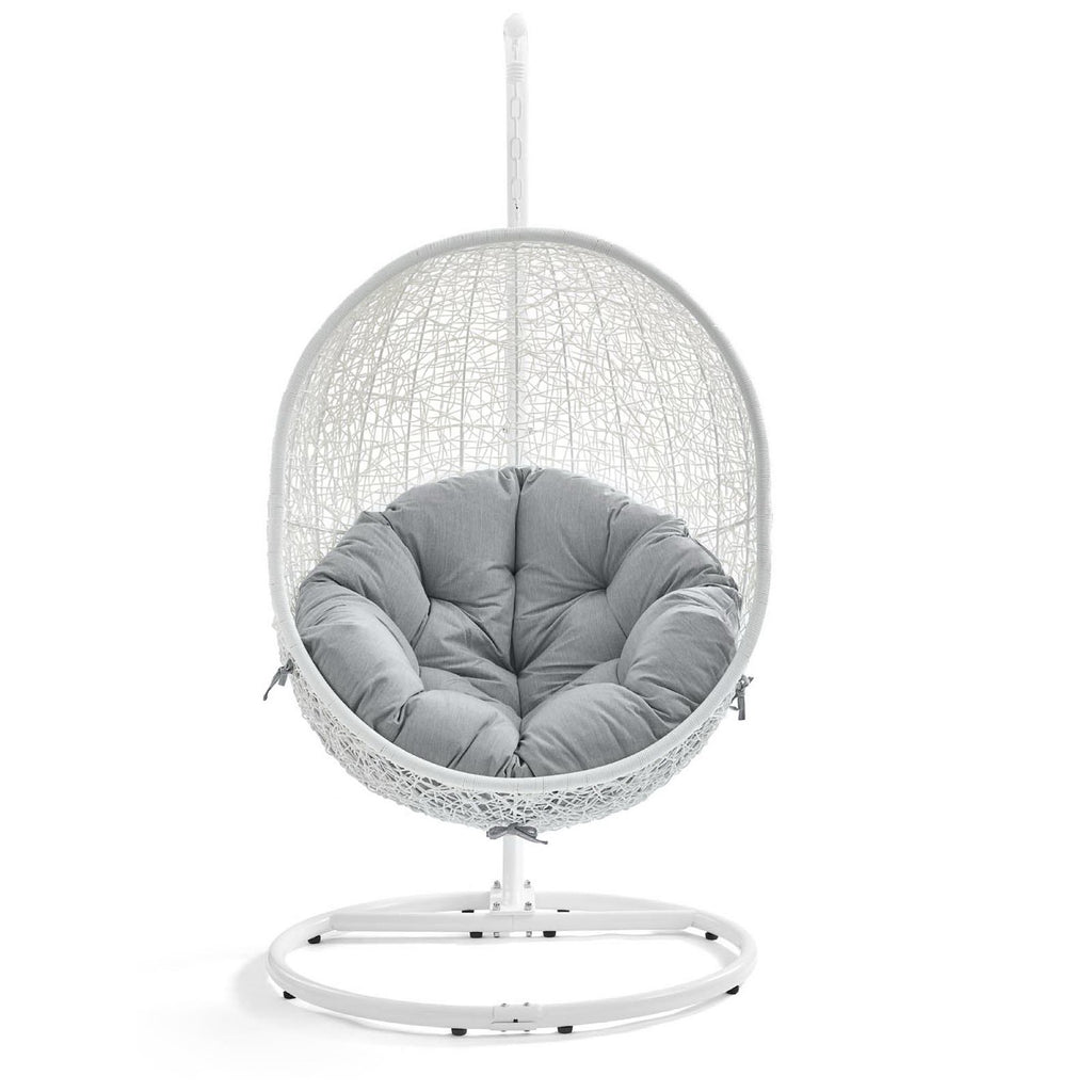 Hide Outdoor Patio Sunbrella Swing Chair With Stand - White Gray