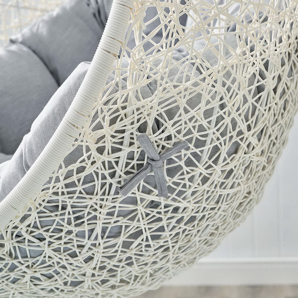 Hide Outdoor Patio Sunbrella Swing Chair With Stand - White Gray