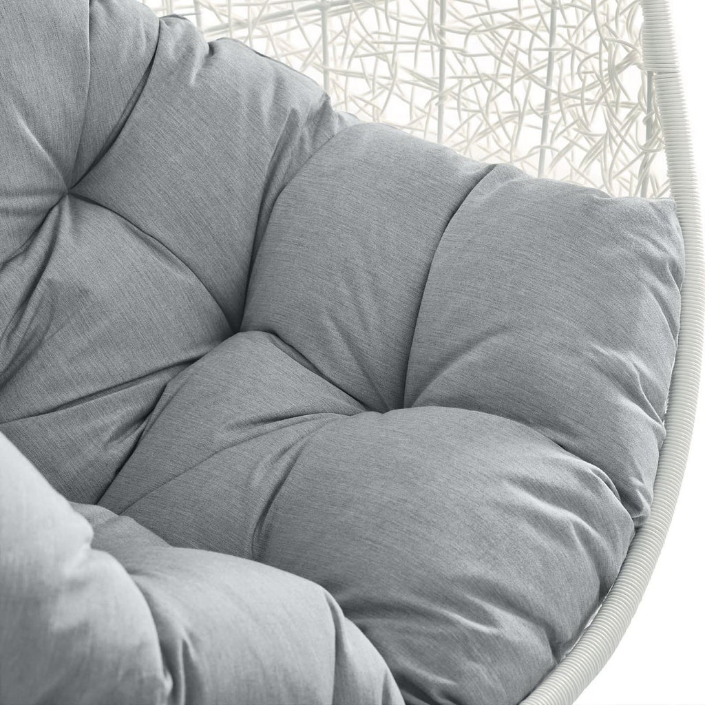 Hide Outdoor Patio Sunbrella Swing Chair With Stand - White Gray