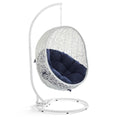 Hide Outdoor Patio Sunbrella Swing Chair With Stand - White Navy