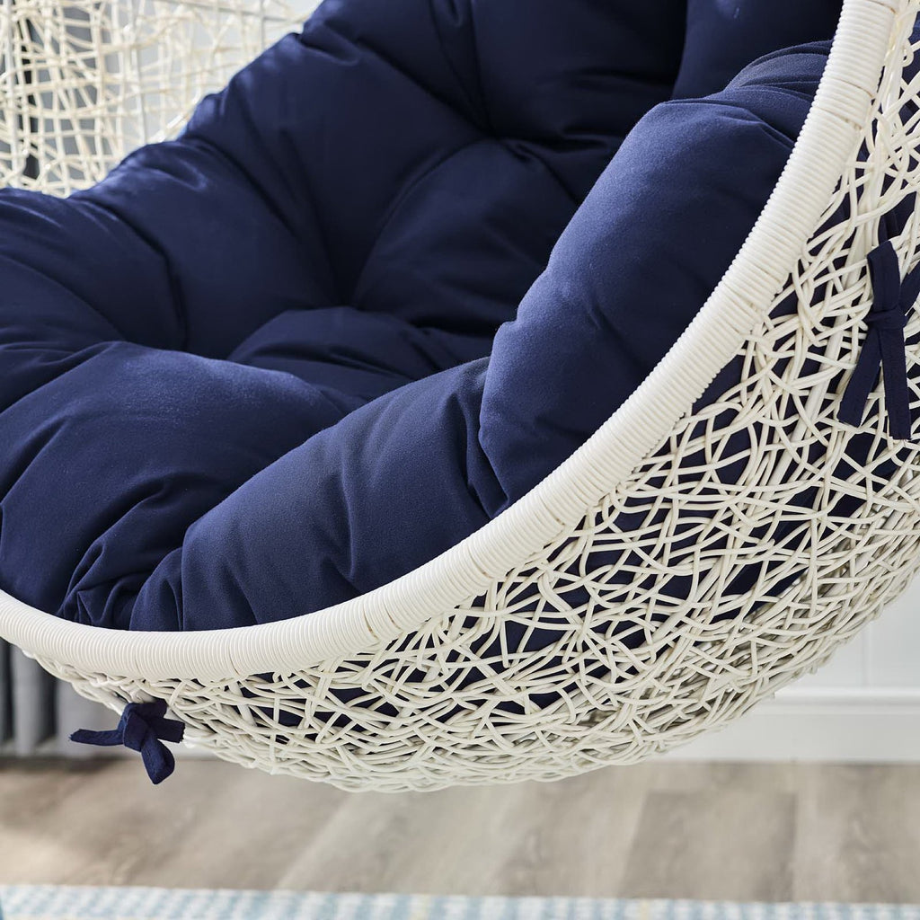 Hide Outdoor Patio Sunbrella Swing Chair With Stand - White Navy