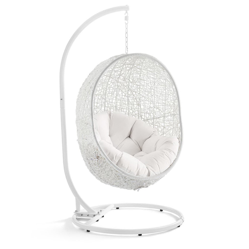 Hide Outdoor Patio Sunbrella Swing Chair With Stand - White White
