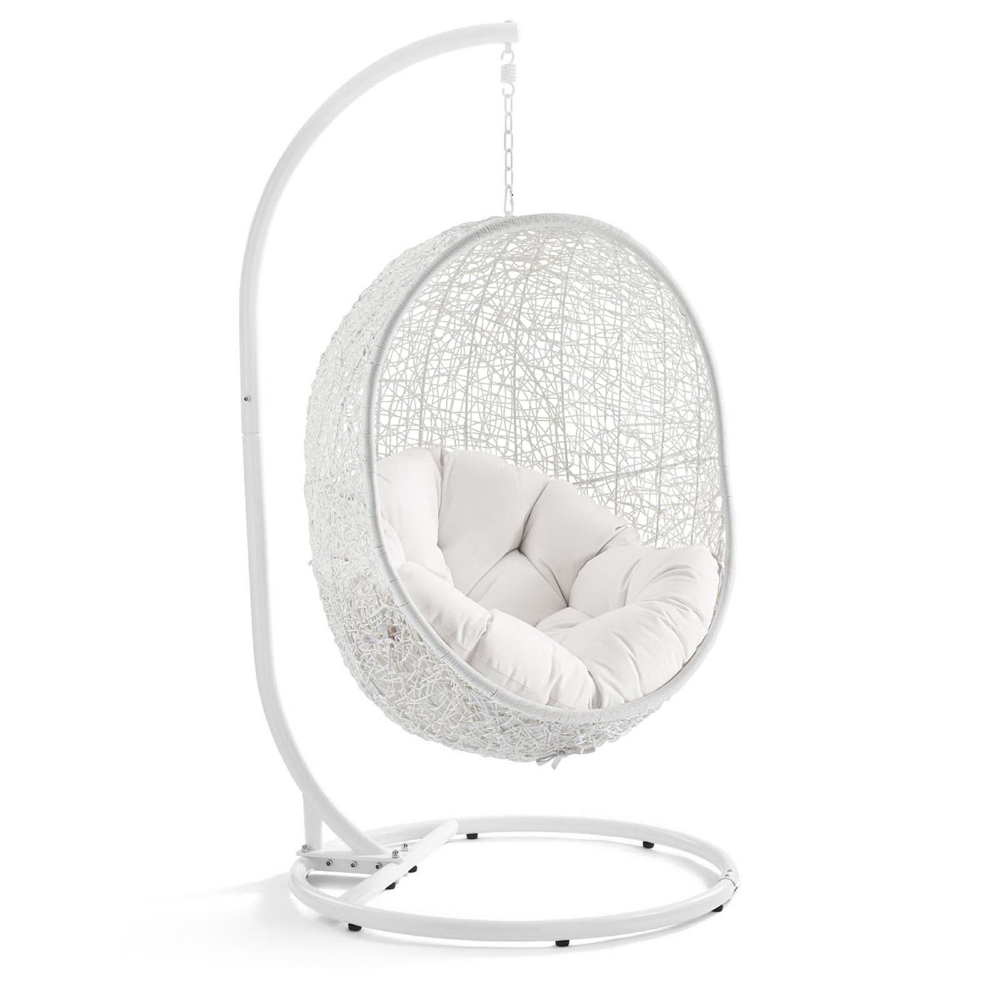 Hide Outdoor Patio Sunbrella Swing Chair With Stand - White White