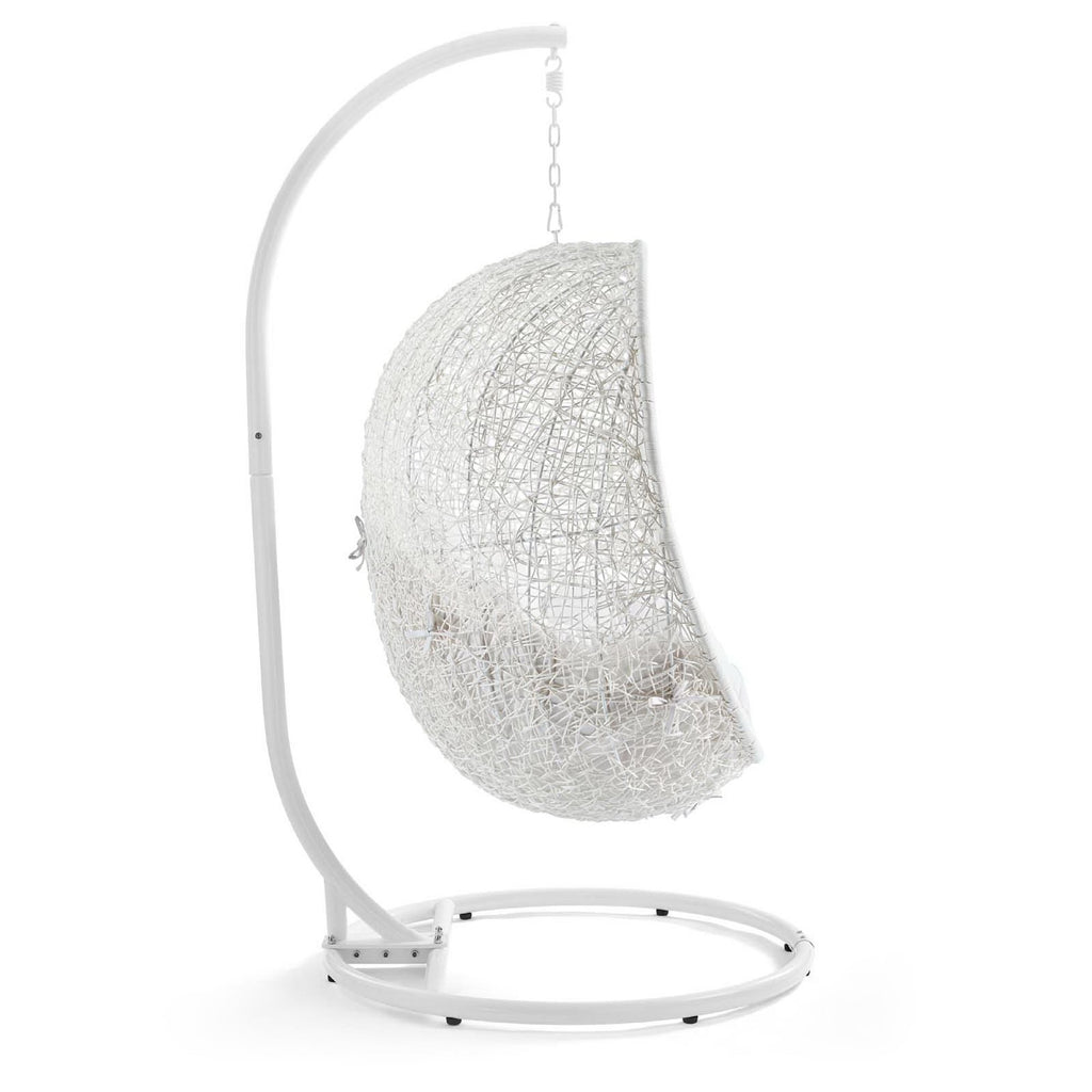 Hide Outdoor Patio Sunbrella Swing Chair With Stand - White White