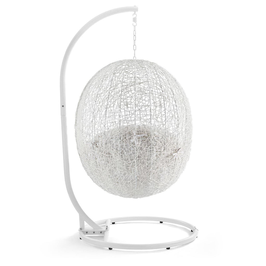 Hide Outdoor Patio Sunbrella Swing Chair With Stand - White White