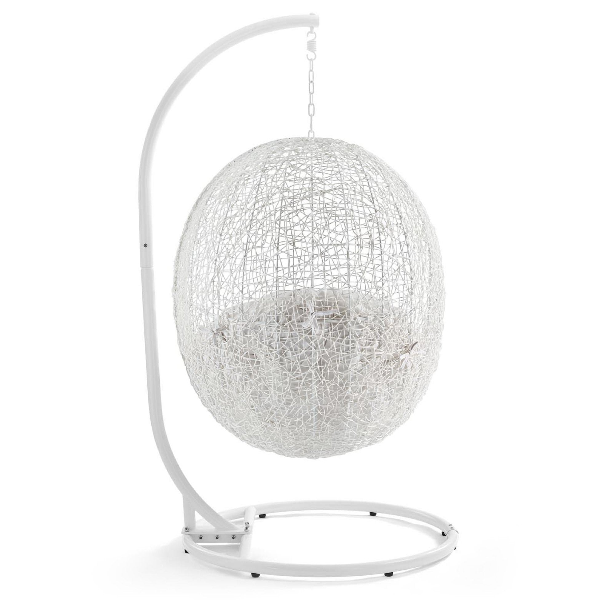 Hide Outdoor Patio Sunbrella Swing Chair With Stand - White White