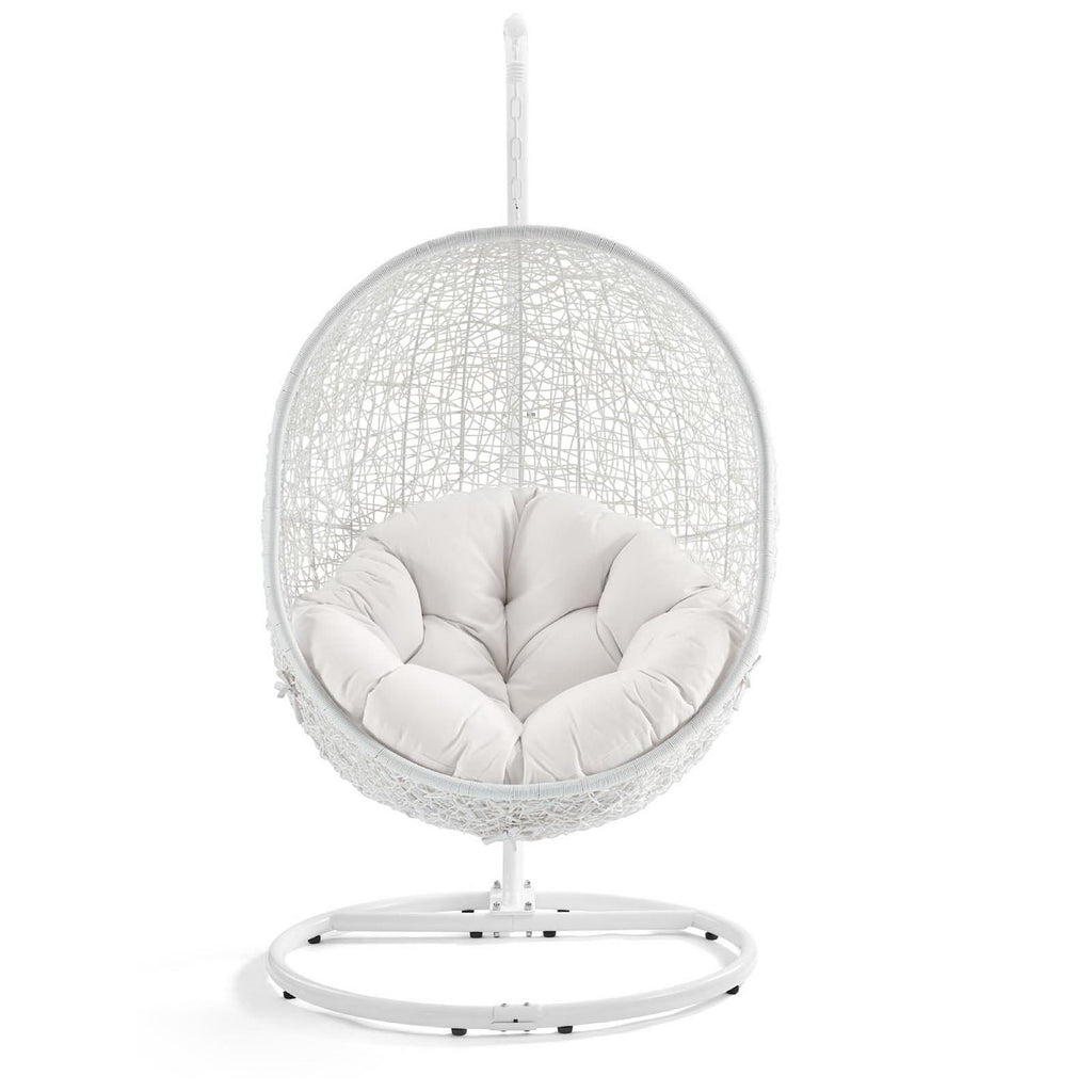 Hide Outdoor Patio Sunbrella Swing Chair With Stand - White White
