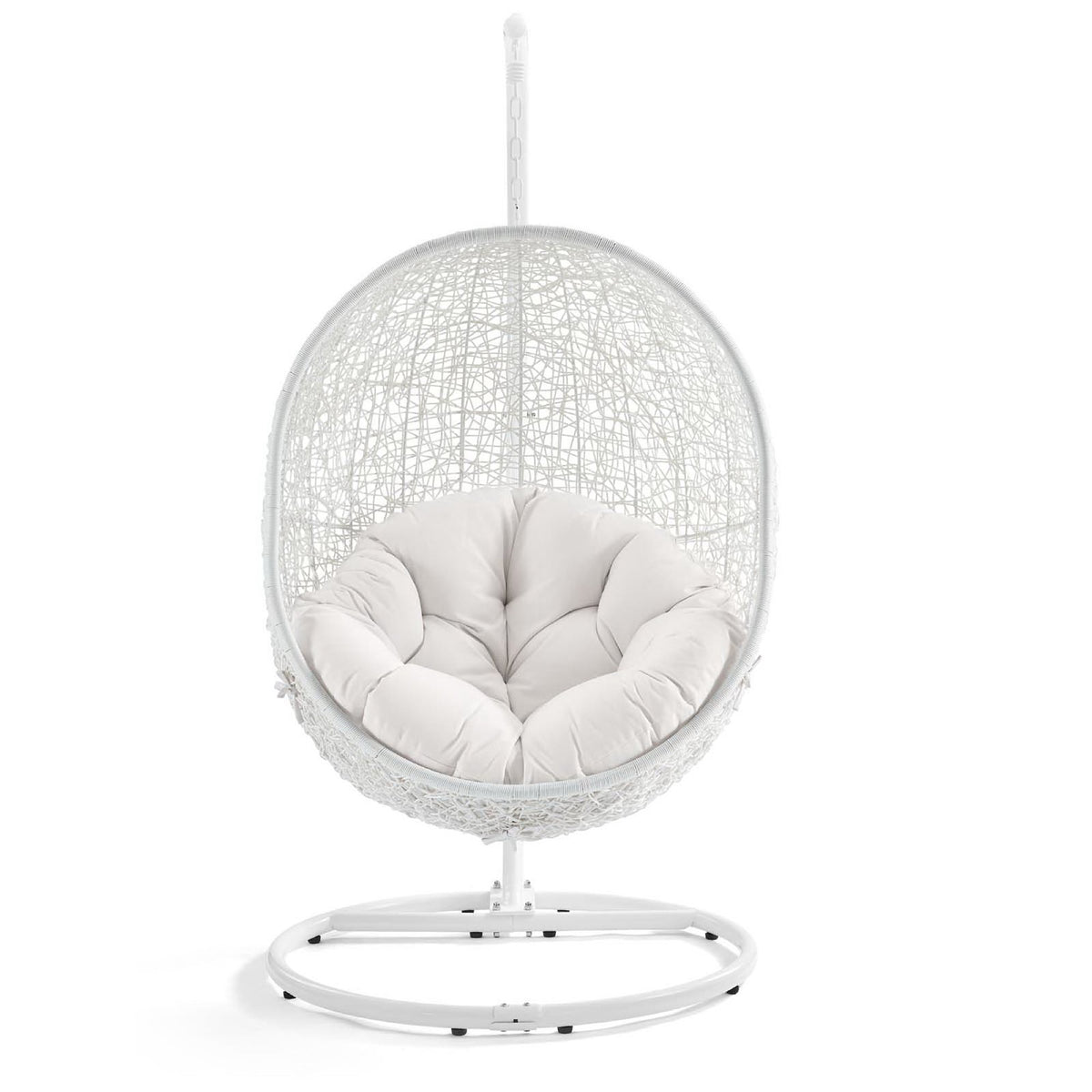 Hide Outdoor Patio Sunbrella Swing Chair With Stand - White White