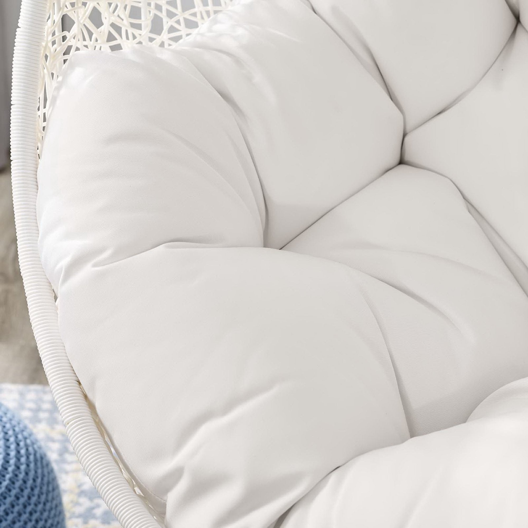 Hide Outdoor Patio Sunbrella Swing Chair With Stand - White White