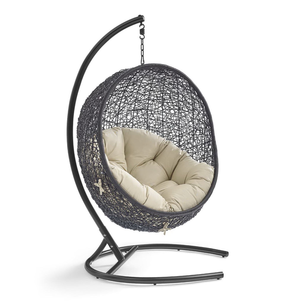 Encase Sunbrella Swing Outdoor Patio Lounge Chair - Black Beige