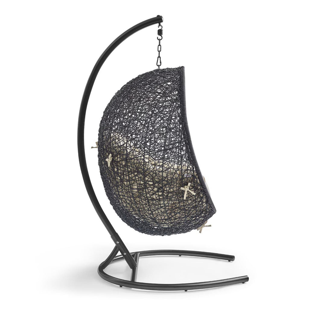 Encase Sunbrella Swing Outdoor Patio Lounge Chair - Black Beige
