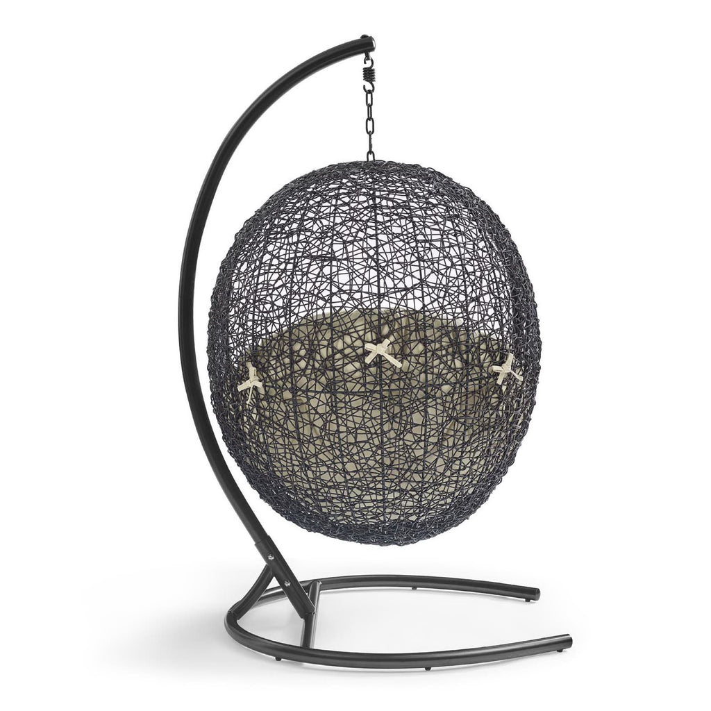 Encase Sunbrella Swing Outdoor Patio Lounge Chair - Black Beige