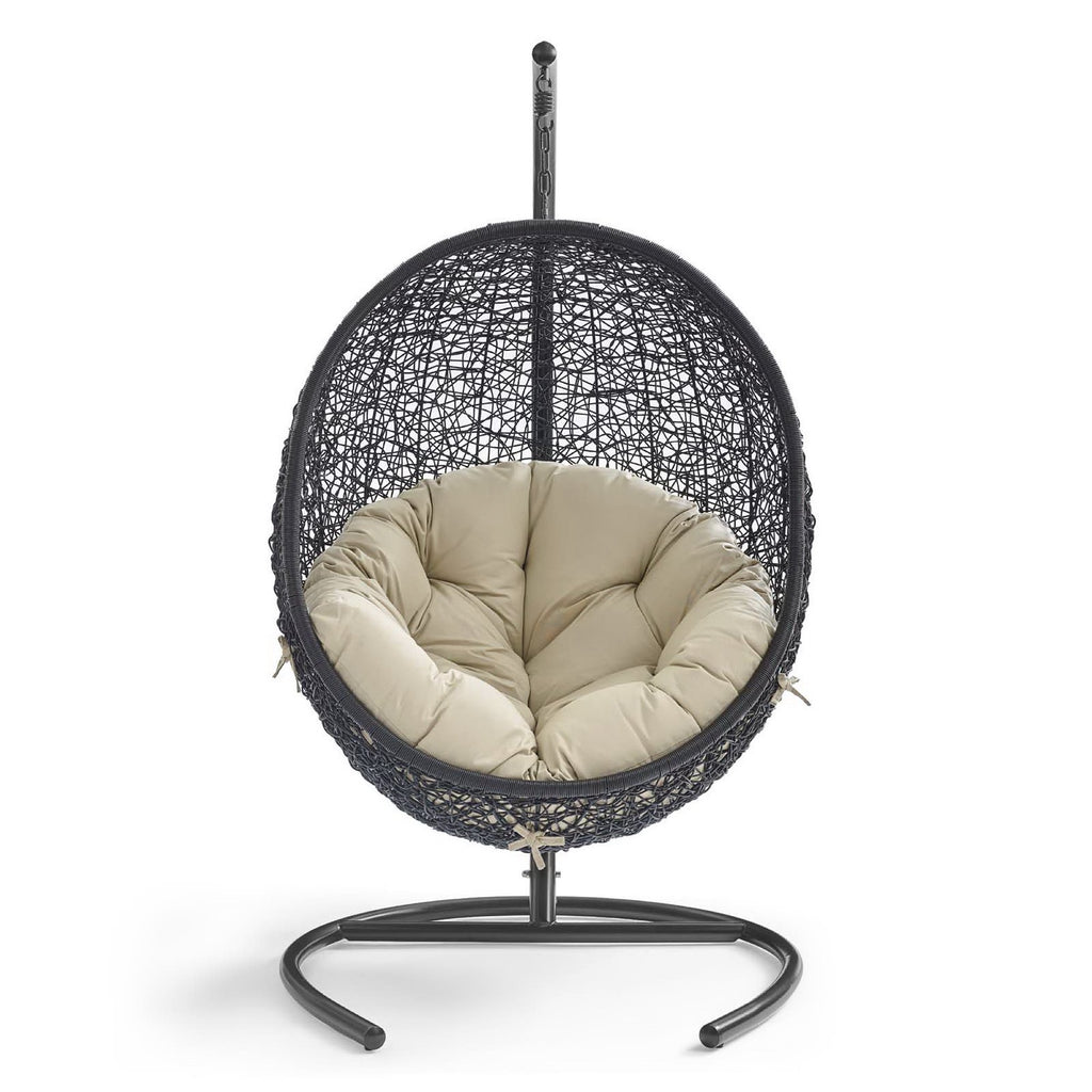 Encase Sunbrella Swing Outdoor Patio Lounge Chair - Black Beige