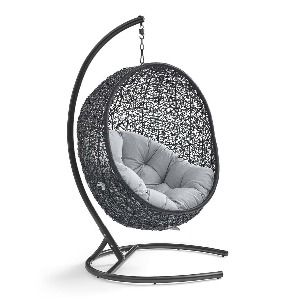 Encase Sunbrella Swing Outdoor Patio Lounge Chair - Black Gray