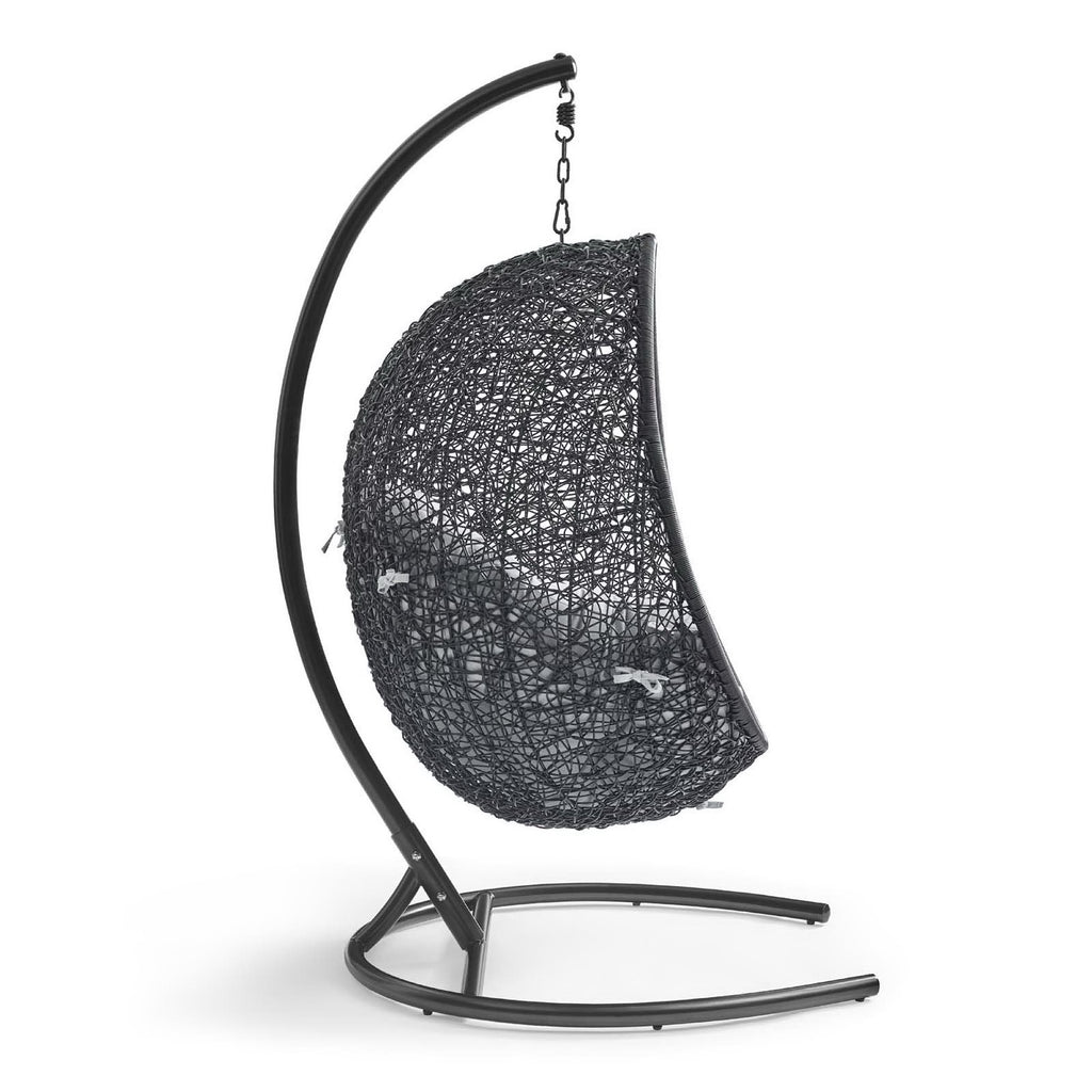 Encase Sunbrella Swing Outdoor Patio Lounge Chair - Black Gray