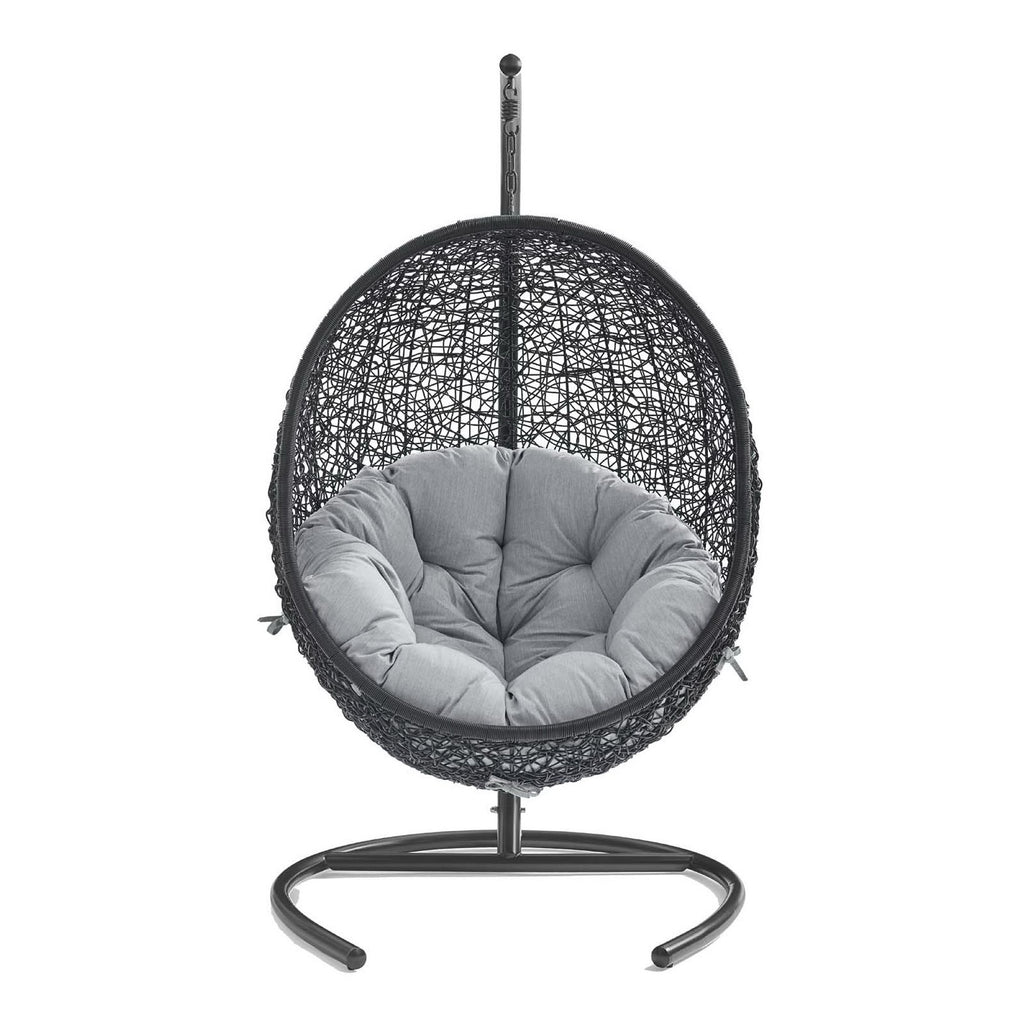 Encase Sunbrella Swing Outdoor Patio Lounge Chair - Black Gray