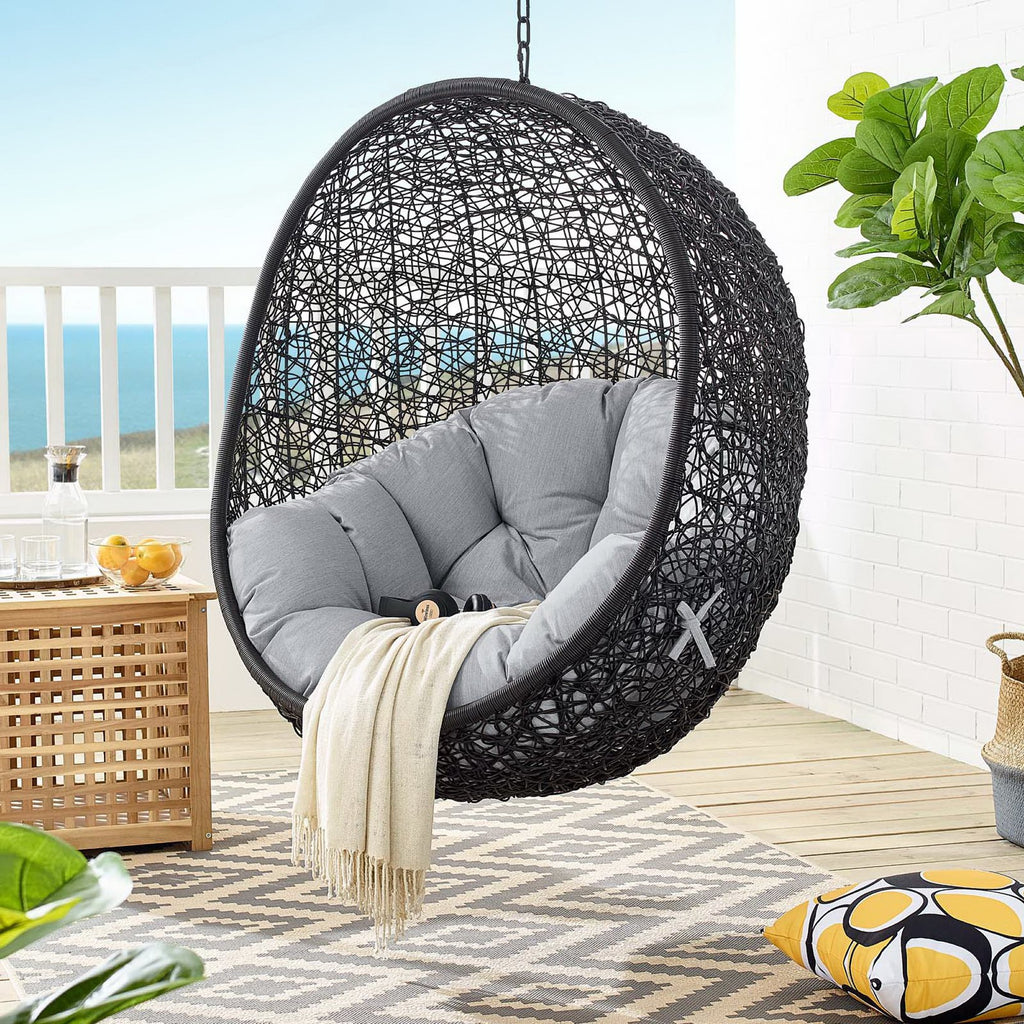 Encase Sunbrella Swing Outdoor Patio Lounge Chair - Black Gray
