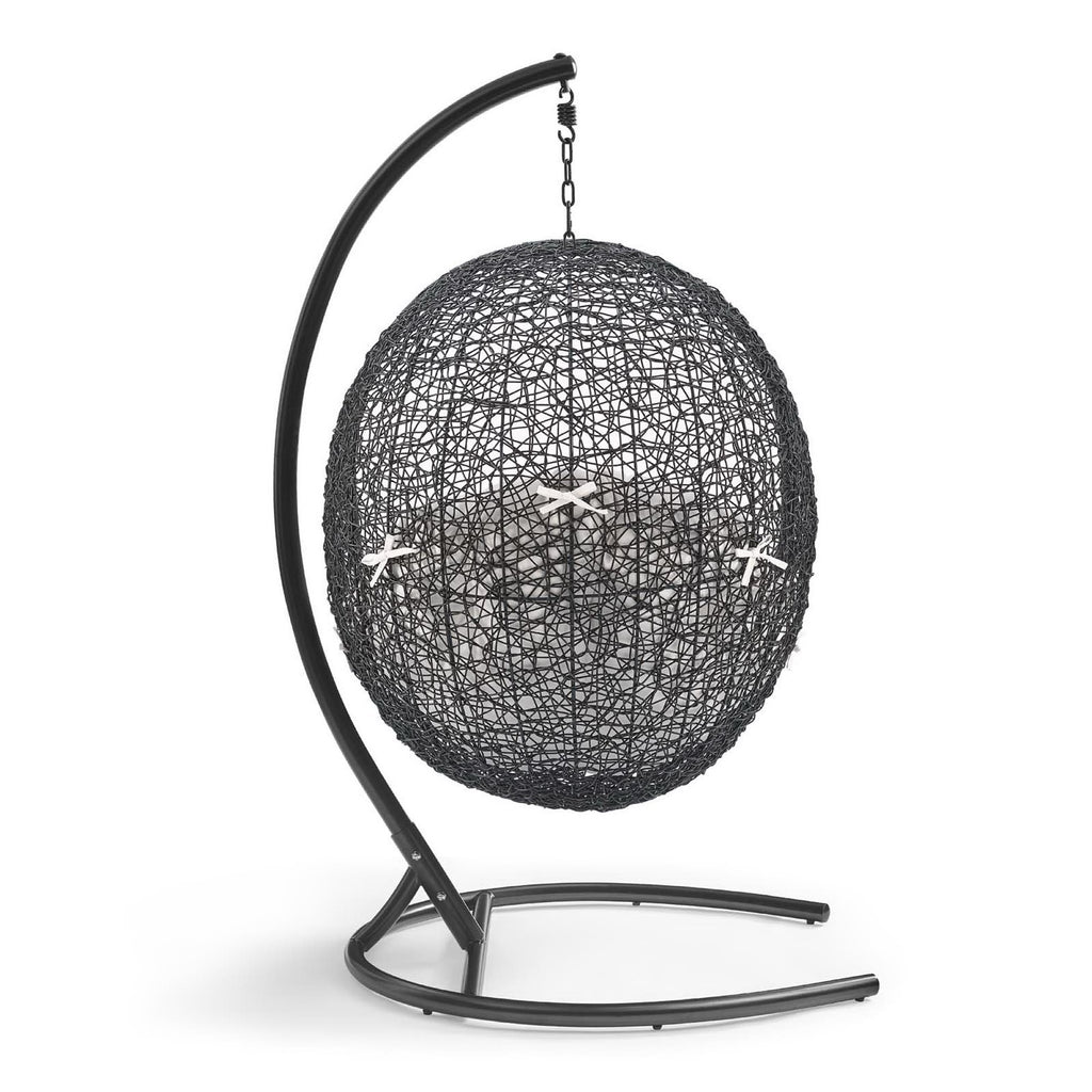 Encase Sunbrella Swing Outdoor Patio Lounge Chair - Black White