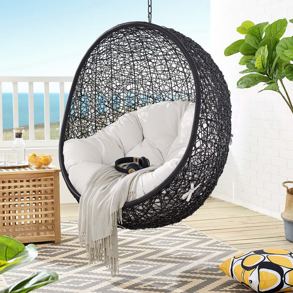 Encase Sunbrella Swing Outdoor Patio Lounge Chair - Black White