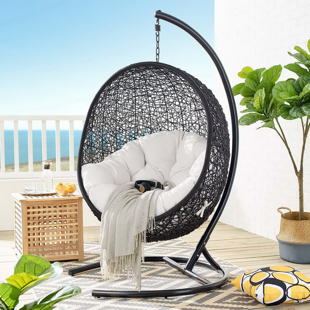 Encase Sunbrella Swing Outdoor Patio Lounge Chair - Black White