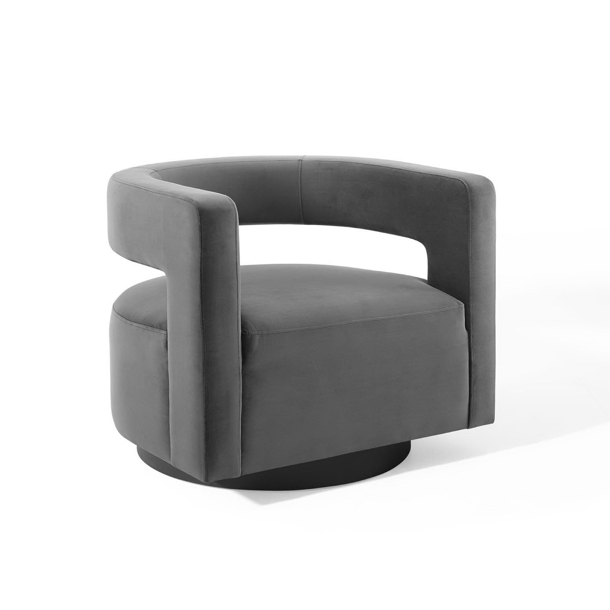 Spin Cutaway Performance Velvet Swivel Armchair - Gray
