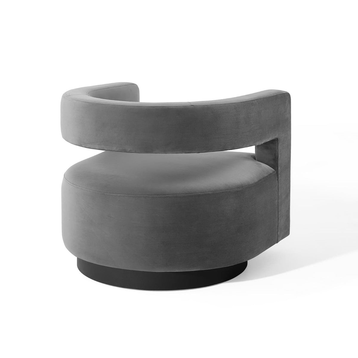 Spin Cutaway Performance Velvet Swivel Armchair - Gray