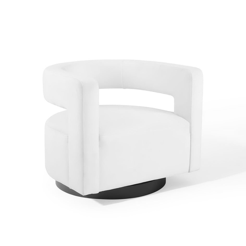 Spin Cutaway Performance Velvet Swivel Armchair - White
