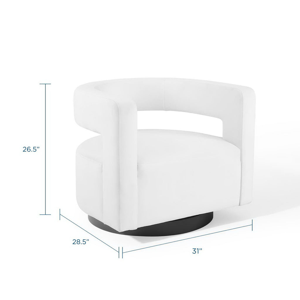 Spin Cutaway Performance Velvet Swivel Armchair - White
