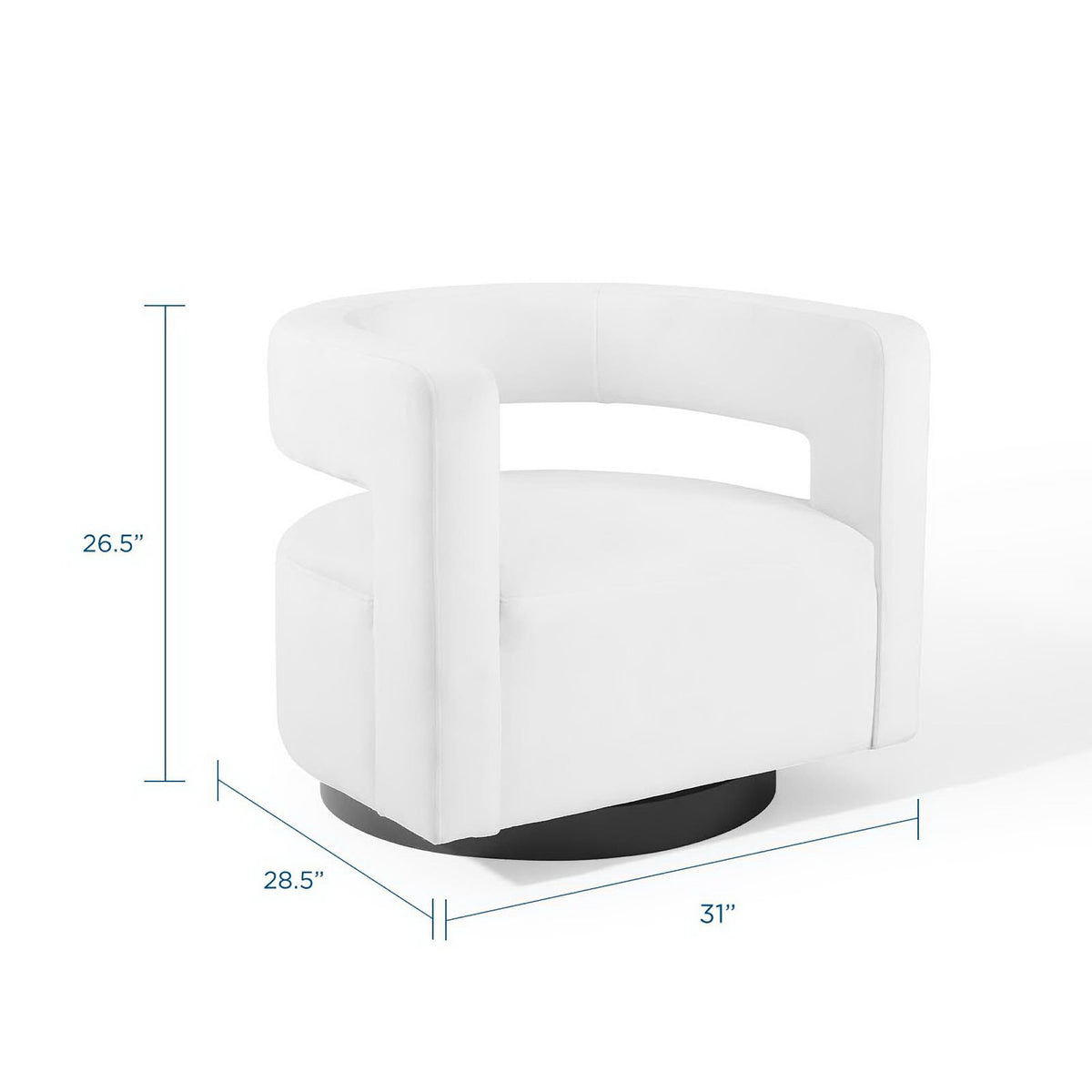 Spin Cutaway Performance Velvet Swivel Armchair - White