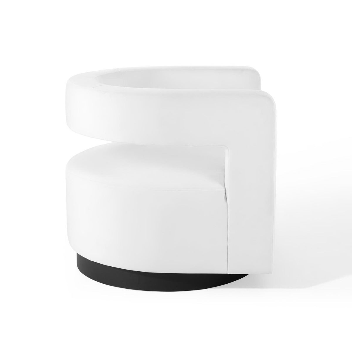 Spin Cutaway Performance Velvet Swivel Armchair - White