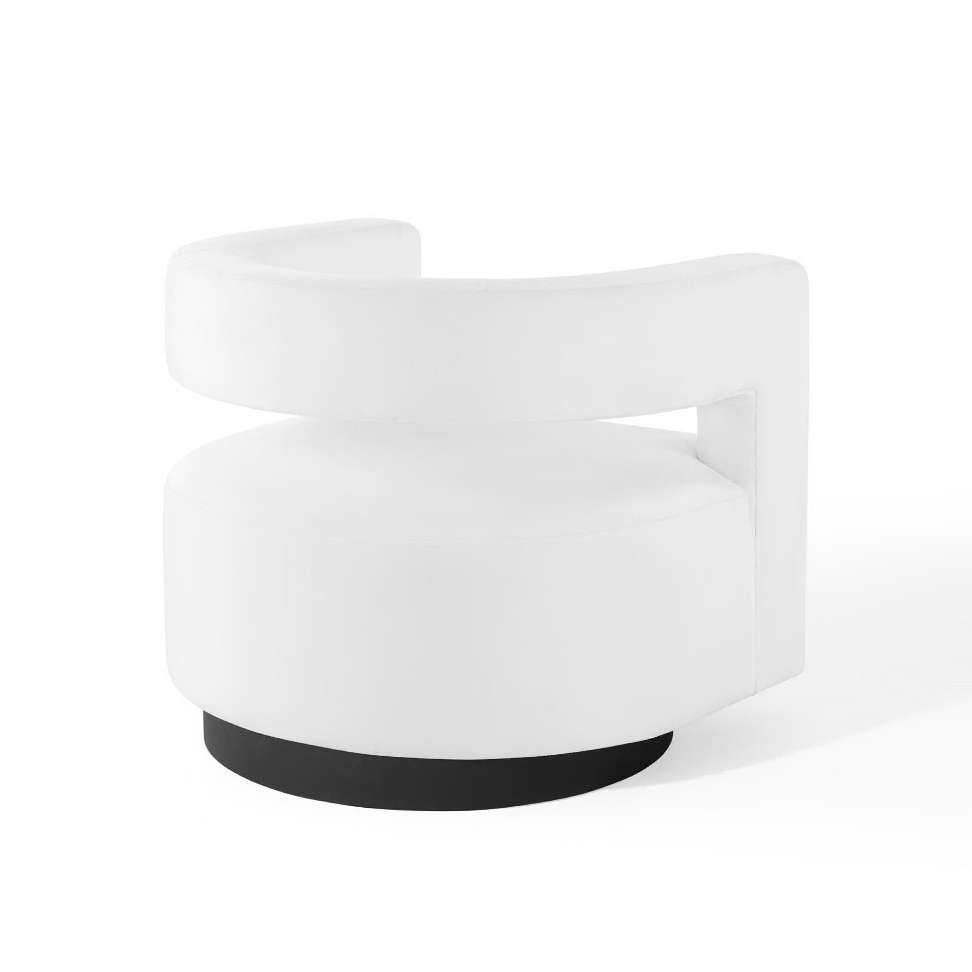 Spin Cutaway Performance Velvet Swivel Armchair - White