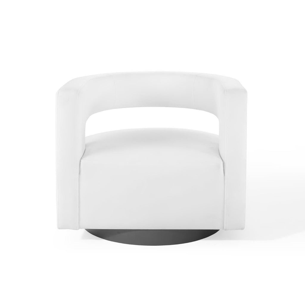 Spin Cutaway Performance Velvet Swivel Armchair - White