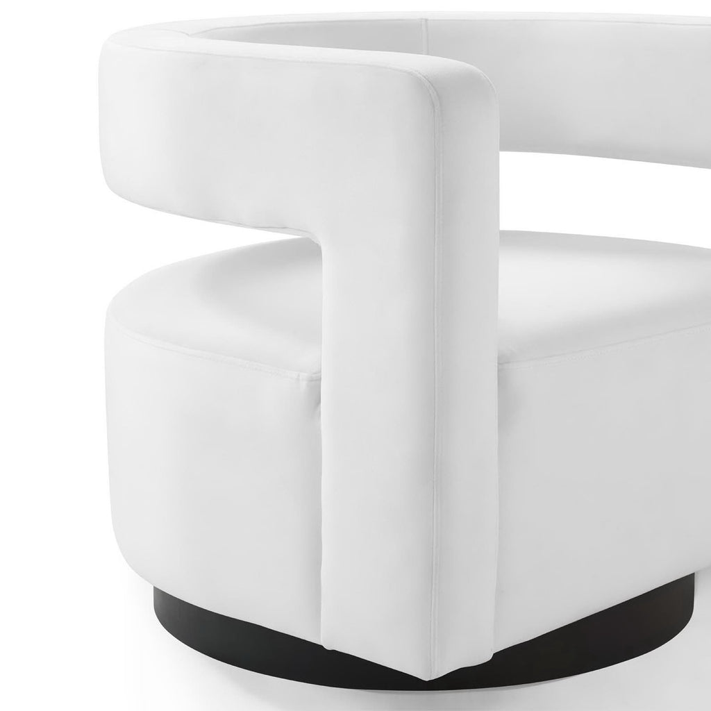 Spin Cutaway Performance Velvet Swivel Armchair - White