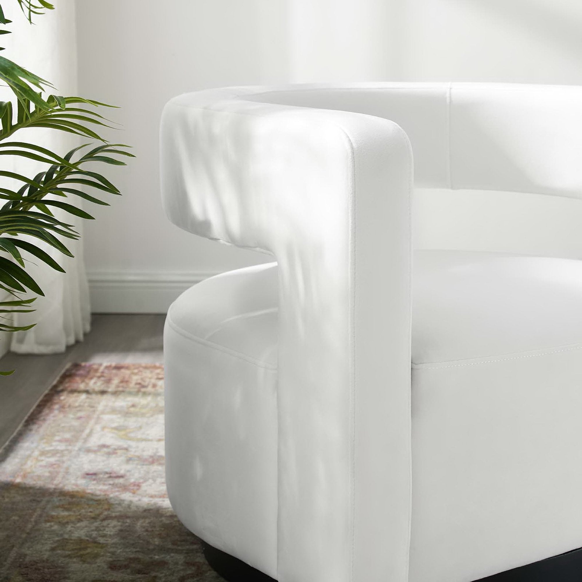 Spin Cutaway Performance Velvet Swivel Armchair - White