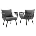 Riverside Outdoor Patio Aluminum Armchair Set of 2 - Gray Charcoal