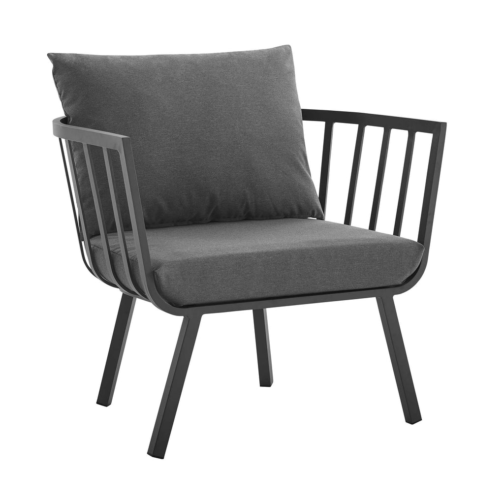 Riverside Outdoor Patio Aluminum Armchair Set of 2 - Gray Charcoal