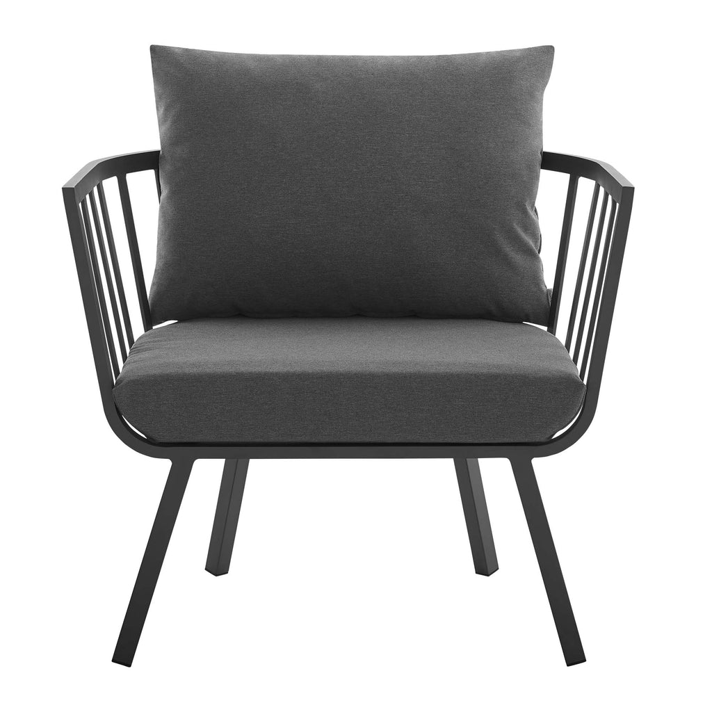 Riverside Outdoor Patio Aluminum Armchair Set of 2 - Gray Charcoal