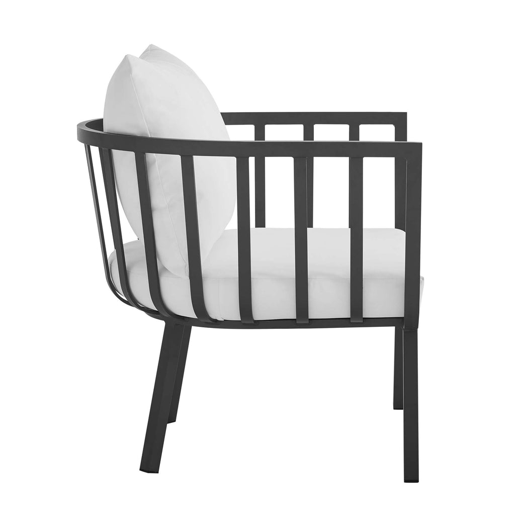 Riverside Outdoor Patio Aluminum Armchair Set of 2 - Gray White