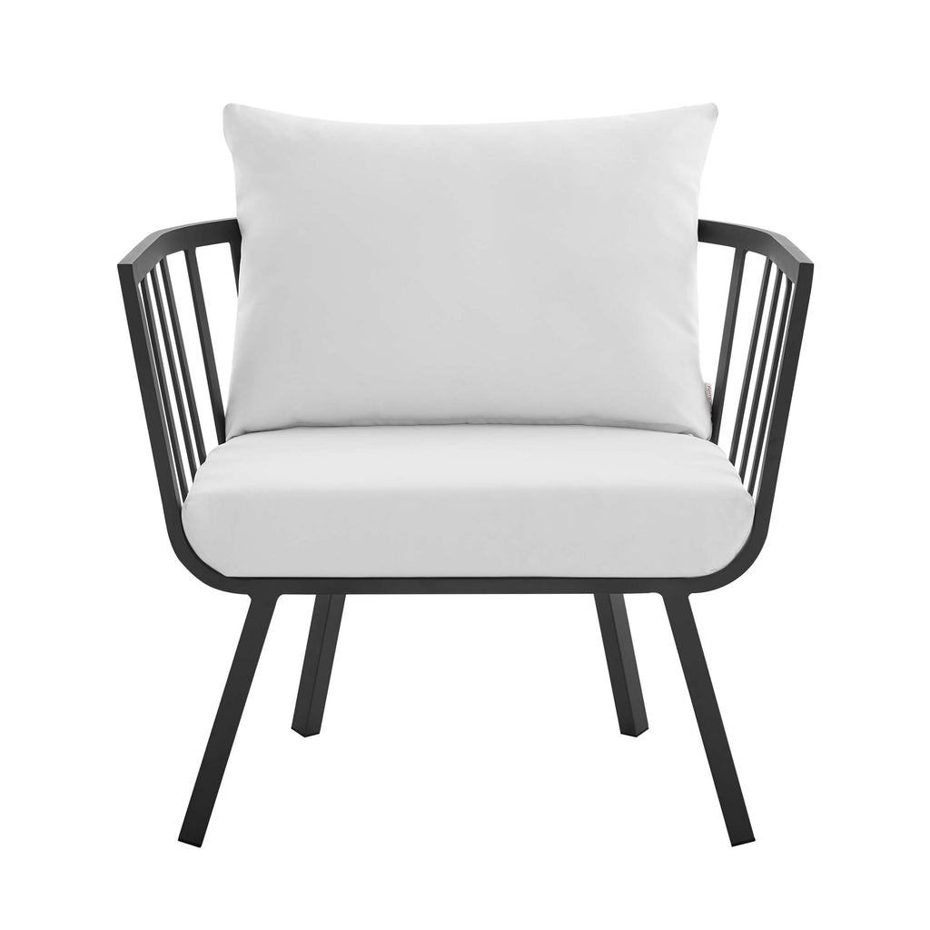 Riverside Outdoor Patio Aluminum Armchair Set of 2 - Gray White