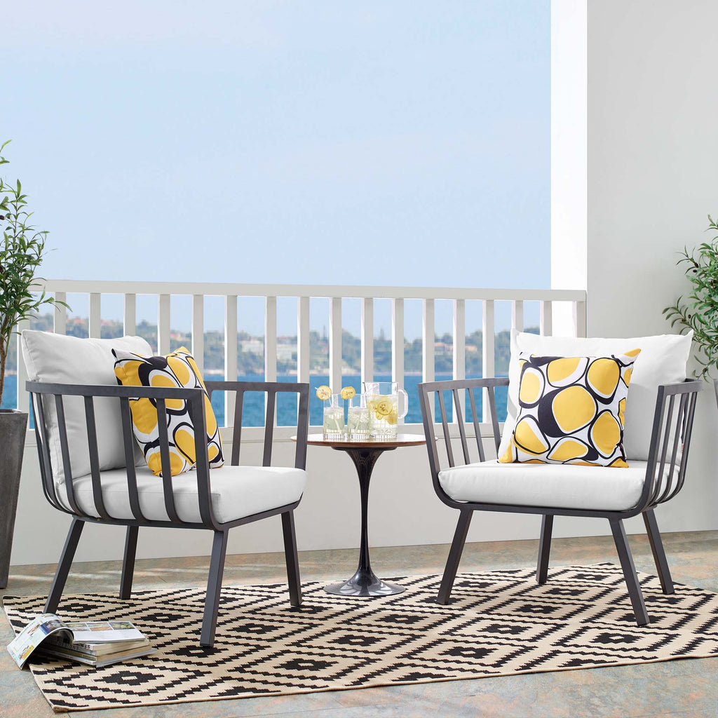 Riverside Outdoor Patio Aluminum Armchair Set of 2 - Gray White