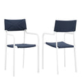 Raleigh Outdoor Patio Aluminum Armchair Set of 2 - White Navy