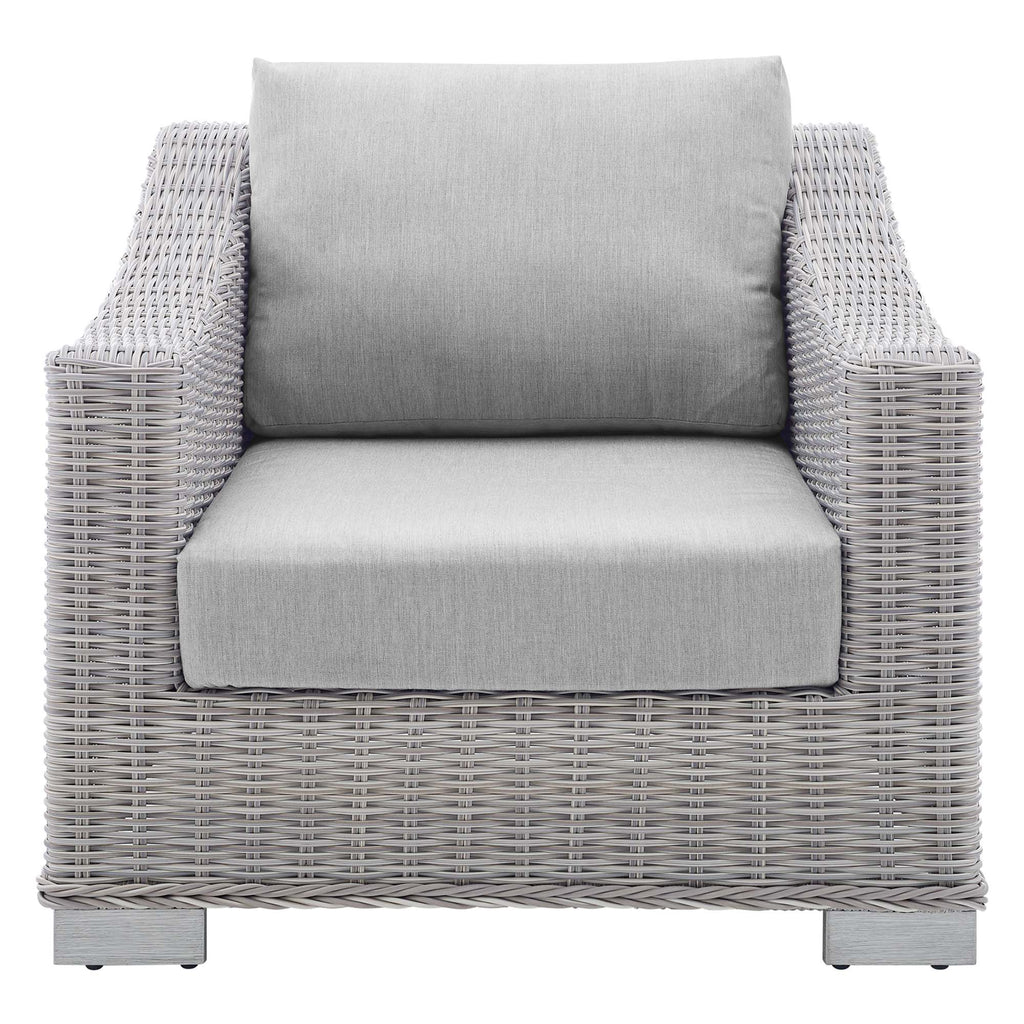 Conway Sunbrella Outdoor Patio Wicker Rattan Armchair - Light Gray Gray